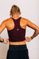 Tempo Crop in Mulberry - close-up of the racerback