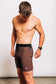 Men's Ribbed Half Tights in Coffee Bean - waistband pocket