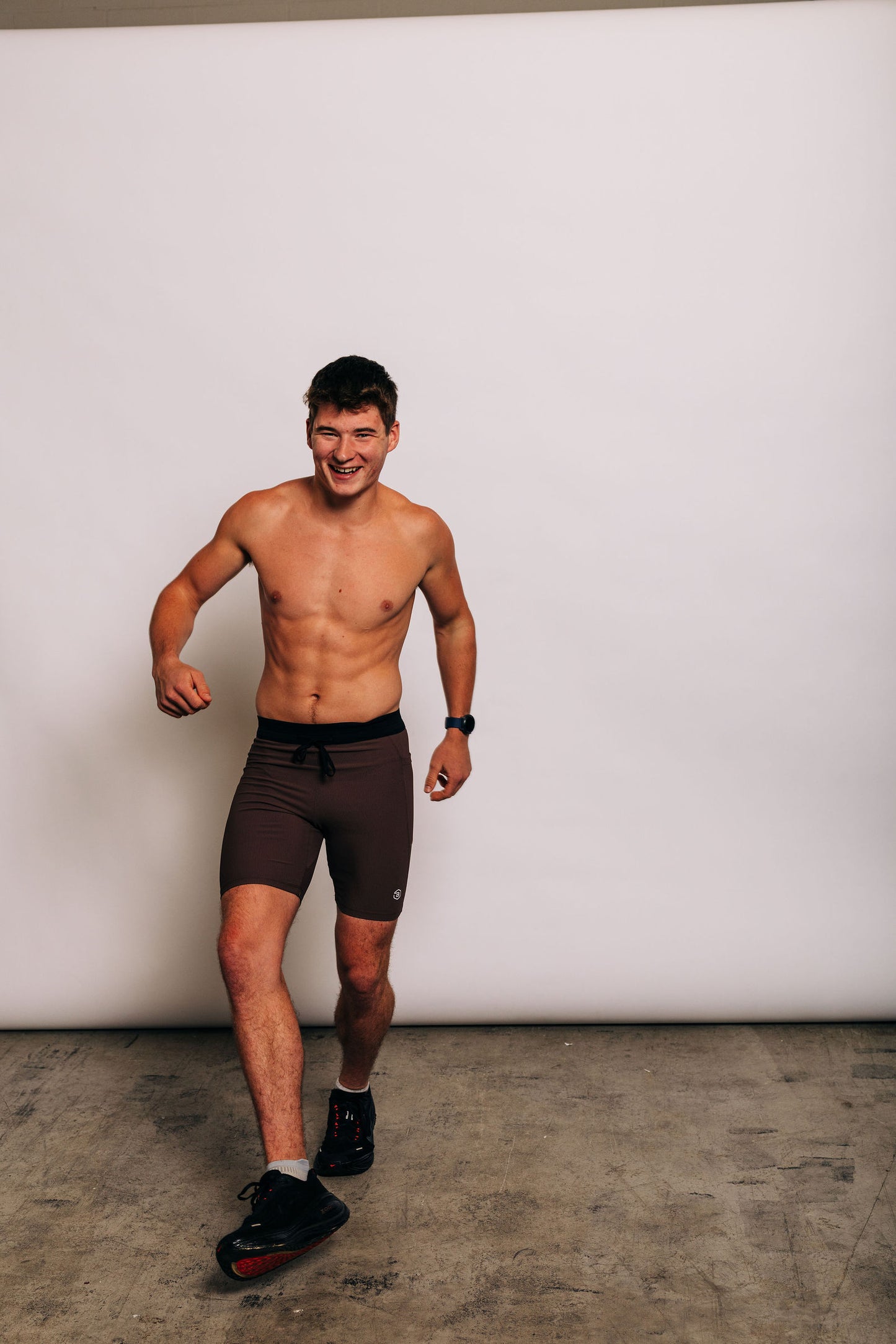 Men's Ribbed Half Tights in Coffee Bean - full length