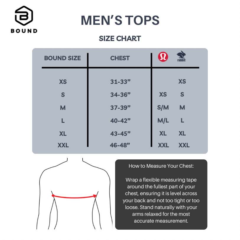 Men's tops size chart