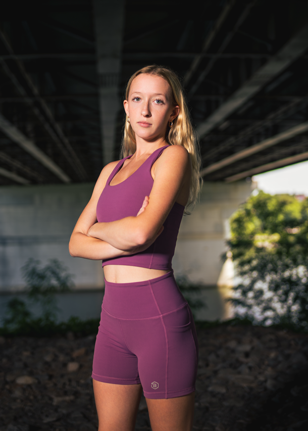 The Tempo Crop - Best Running Sports Bra with Phone Pocket