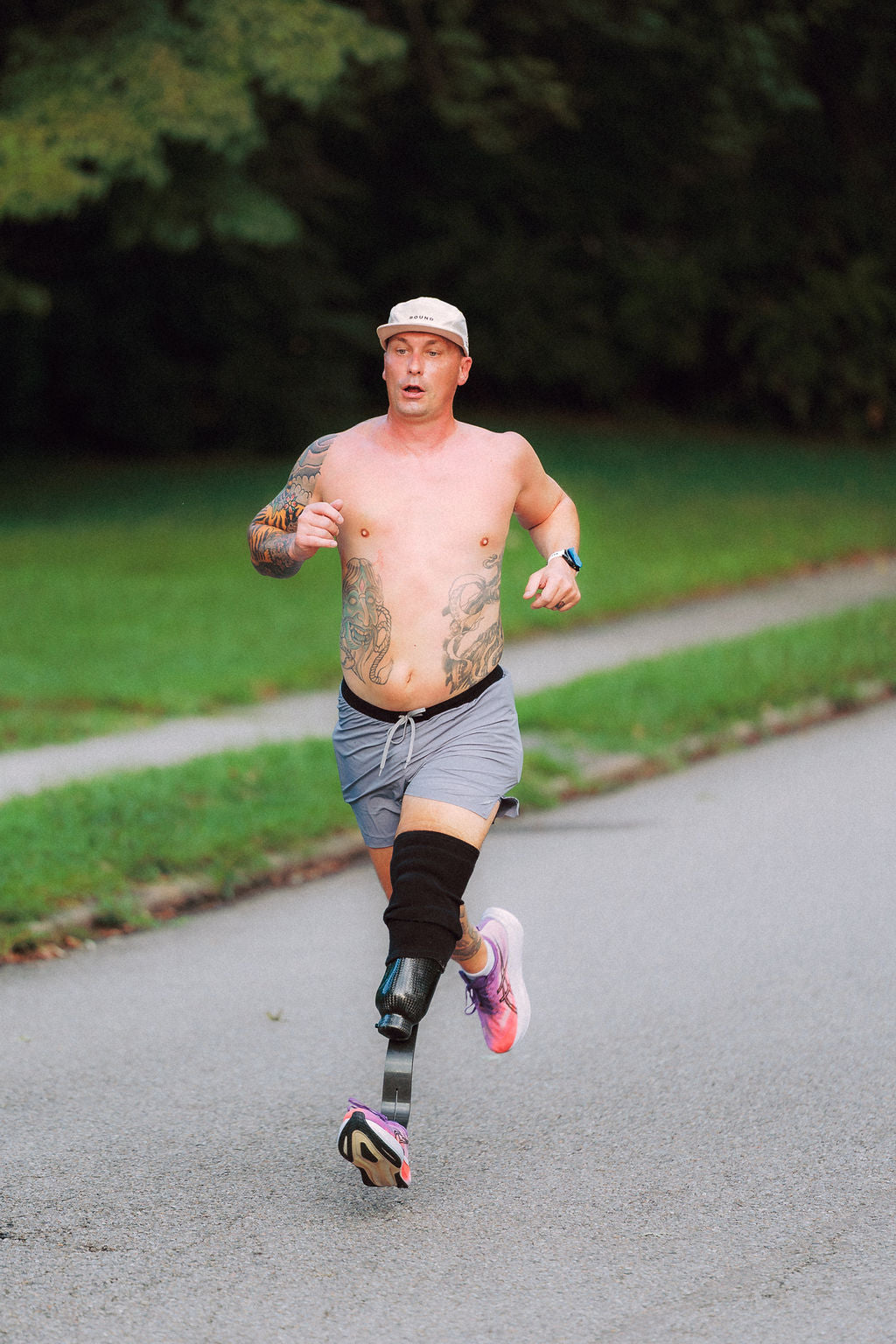 A runner pushing to the finish at BOUND Show Up to Blow Up. Photo by Nick Morgan Photography